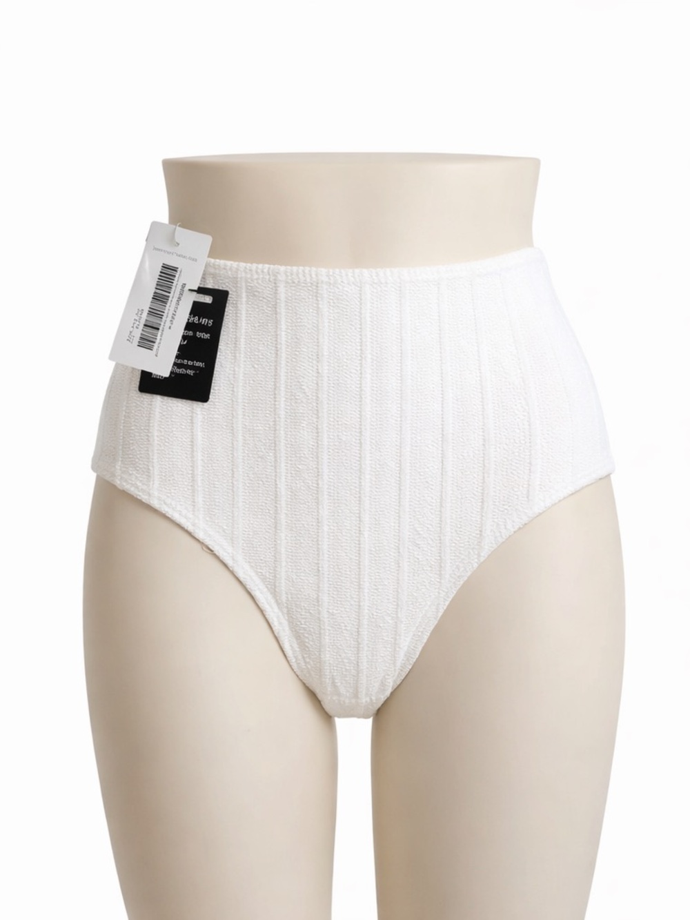 Hunza G High Waist Bikini Bottom White One Size Crinkle NWT